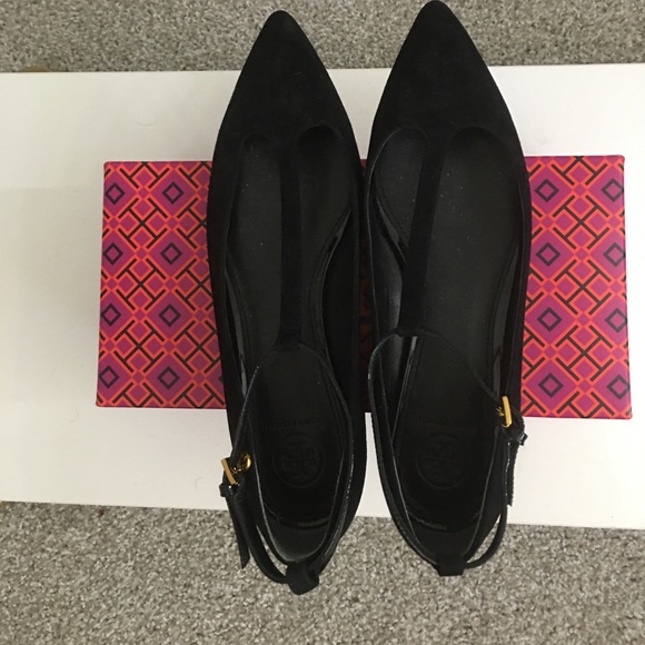 Tory Burch Black Flats with Straps Size 7.5 - Picture 1 of 3